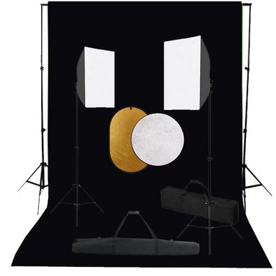 vidaXL Fotostudio-Set mit Softboxen, Hintergrundsystem und Reflektor