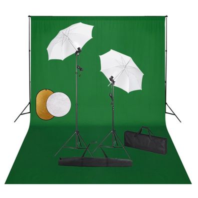 vidaXL Fotostudio-Set mit Lampen, Schirmen, Hintergrund & Reflektor