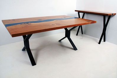 Maßanfertigung Tisch Epoxidharz Epoxy Fluss Echtes Holz Preis 1Qm Tische Resin