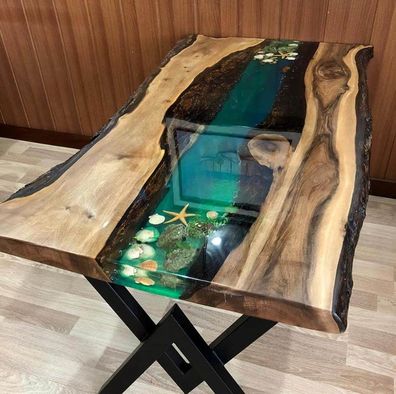 Tisch Esstisch Tische Harz Epoxy Massive Design Möbel 200X100 Echtes Holz Epoxid