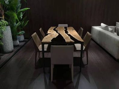 Couchtisch Black River Table Echtes Holz Flusstisch 220X90 Tische Epoxidharz Neu