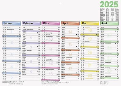 2025 Brunnen Tafelkalender A4 1S/6Monate