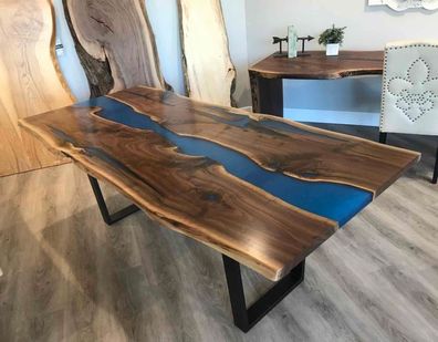 Tisch Esstisch Tische Epoxid Harz Epoxy Echtes Holz Massive Design Möbel 240X100