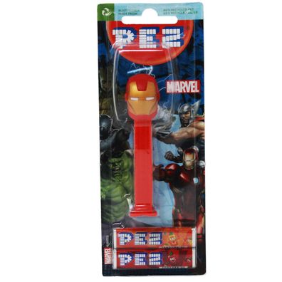 PEZ Iron Man Figur mit rotem Spender und zwei Päckchen Bonbons 17g