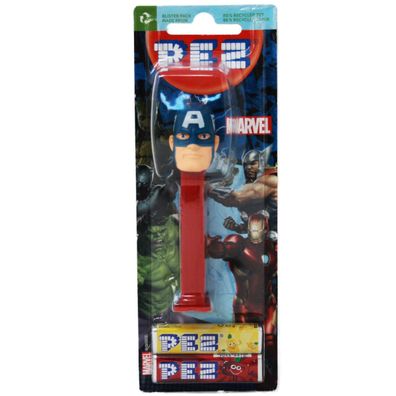 PEZ Captain America Figur mit blauem Spender und zwei Bonbons 17g