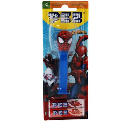 PEZ Figur Spiderman mit blauem Spender und zwei Päckchen Bonbons 17g