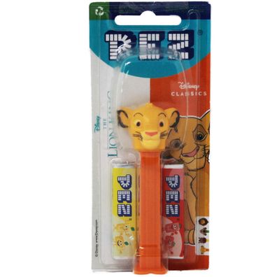 PEZ Figur Löwe Simba mit orangen Spender und zwei Päckchen Bonbons 17g