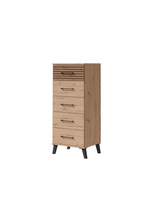 FURNIX Kommode CARLEN 4 Sideboard mit 5 Schubladen und Zierfüße Artisan