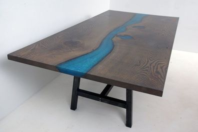 Epoxidharz Esstisch River Table Echtes Holz Massiv Tische 220X100 Flusstisch Neu