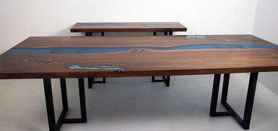 Esstisch River Table Echtes Holz Massiv Epoxidharz Tische 260X100 Neu Flusstisch