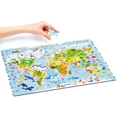 Kids World Map (100 Teile) - Holzpuzzle - Bausatz - Unidragon