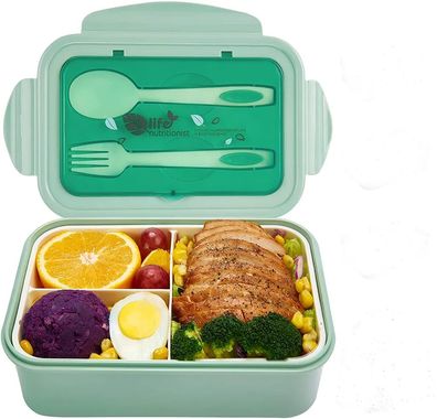 Lunchbox mit 3 Fächern, 1400ml, spélmaschinenfest, auslaufsicher, Bento-Box fér Kinde