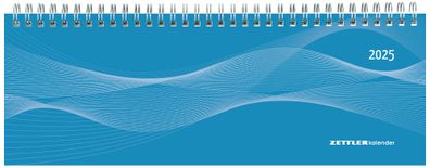 Kalender 2025 -Tisch-Querkalender PP-Cover blau 2025- 29,7 x 10,5cm