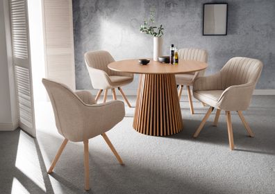 Möbelset Diningtisch Oria, 4er Set Diningsessel Matera beige