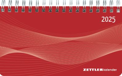 Kalender 2025 -Querkalender Mini PP-Einband rot 2025- 15,6 x 9cm