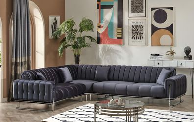 Designer Luxus Ecksofa L Form Textil Wohnzimmer Sofa Polstermöbel