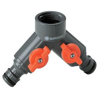 Gardena 2 Wege Ventil mit 2 regulierbaren Ausgängen Größe 33.5mm