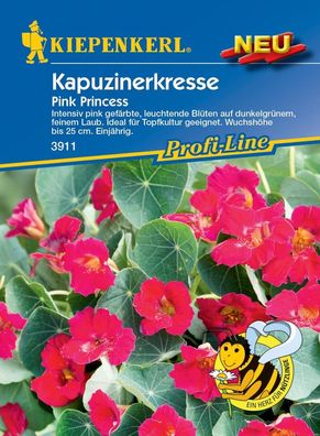 Kapuzinerkresse Pink Princess, intensiv pink leuchtend, ideal für Töpfe Kübel