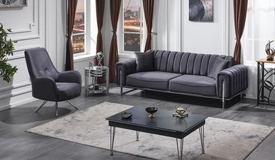 Textil Sofagarnitur 2Tlg Sofa Couch Polster Garnitur Moderne Couchen Wohnzimmer