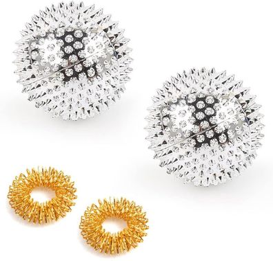 Magnetic Acupressure Balls Set: 2 Handmassagebälle und 2 Fingermassageringe