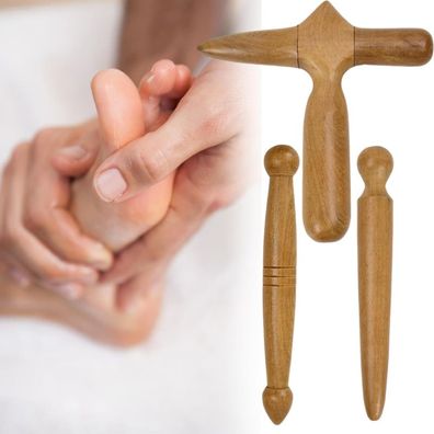 Thai Massage Tool 3 Stück Holz Massagestab Trigger Roller für Körper Muskel