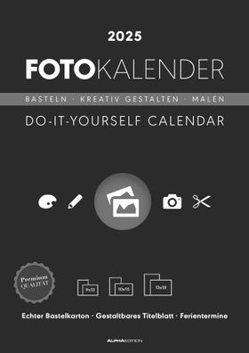 Kalender 2025 -Foto-Bastelkalender schwarz A4 2025- 21 x 29,7cm