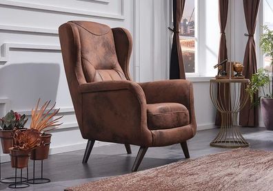 Wohnzimmer Sessel Modern Luxus Polster Sitz Polstersessel Leder Braun