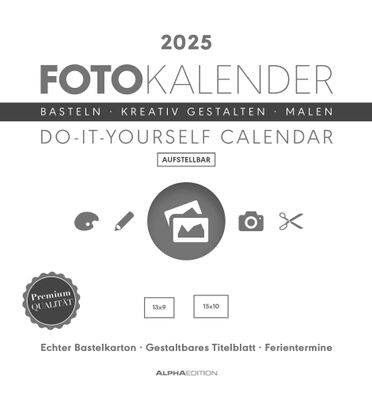 Kalender 2025 -Foto-Bastelkalender weiß 2025- 16 x 17cm