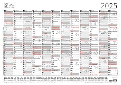 Kalender 2025 -Jahresübersicht A4 12M/1S 2025- 29,7 x 21cm