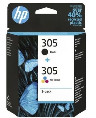 HP Original Tintenpatronen 305 6ZD17AE - 2er-Pack Schwarze & Farbige Tinte fér Hohe D