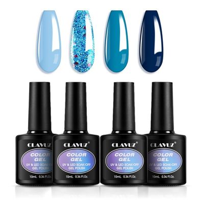 CLAVUZ UV Nagellack Gel Set UV Lack Nägel LED Gelnagellack UV Lampe 4PCS 10ML