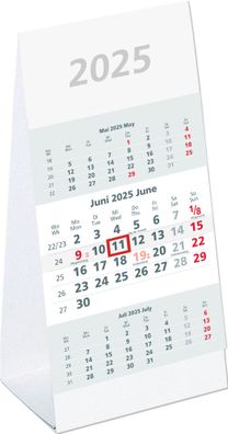 Kalender 2025 -3-Monats-Aufstellkalender 2025- 10,5 x 21cm