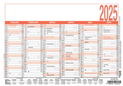 Kalender 2025 -Arbeitstagekalender A5 2025- 21 x 14,8cm