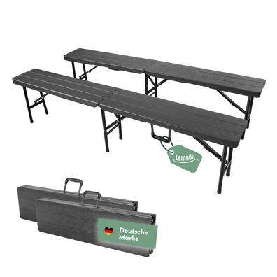 Klappbank im 2er Set, mobile Sitzbank 180 x 25 cm, klappbare Bierbank für 4 Personen