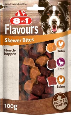 Leckere Fleisch-Snacks: 8in1 Skewer Bites mit Hähnchen, Ente, Hühnerleber, 100g