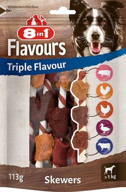 8in1 Hundeleckerli: Triple Flavour Kaustangen Kausnacks Extra viel Fleisch, 113g