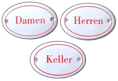 Emaille Damen Herren WC Türschild Keller 6 x 4 cm Schild Hinweisschild Toilette