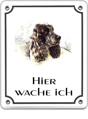 Cocker Spaniel Emaille Schild 120x100 mm Türschilder Hund Tiere Email Warnschild