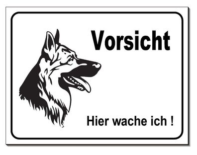 Schäferhund Hier wache ich Alu Schild 200 x 150 Türschild Warnschild Hundeschild