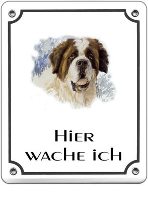 Bernhardiner Emaille Schild 120 x 100 mm Türschilder Hund Tiere Email Warnschild