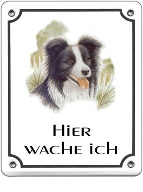 Border Collie Emaille Schild 120 x100 mm Türschilder Hund Tiere Email Warnschild