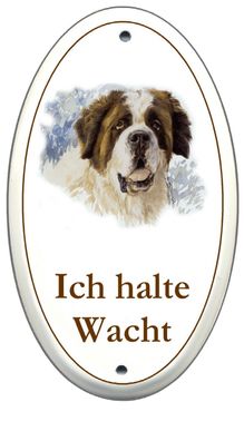 Bernhardiner Emaille Schild 100 x 170 mm Türschilder Hund Tiere Email Warnschild