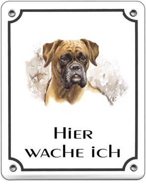 Boxer Emaille Schild 120 x 100 mm Türschilder Hund Tiere Email Warnschild