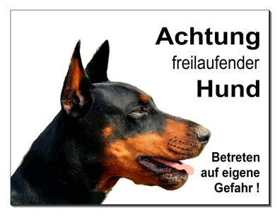 Dobermann Hund Aluminium Schild 3 Größen Türschild Warnschild Hundeschild