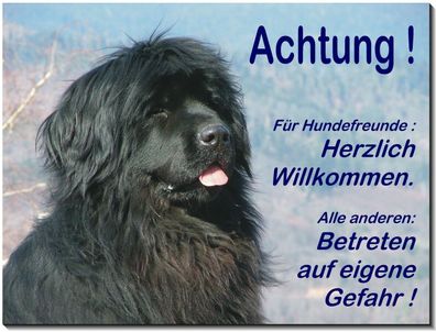 Neufundländer Hund Alu Schild 15x10 bis 30x20 Türschild Warnschild Hundeschild