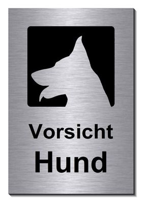 Vorsicht Hund Aluminium Edelstahl Optik Schild 15 x10 cm Warnschild Tier