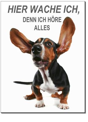 Basset Hund Aluminium Schild 3 Größen Türschild Warnschild Hundeschild