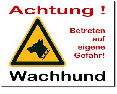 Wachhund Hund Alu Schild 3 Größen 3 mm dick Türschild Warnschild Hundeschild