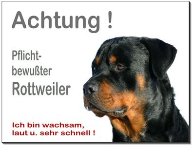 Rottweiler Hund Alu Schild 15x10 bis 30 x 20 cm Türschild Warnschild Hundeschild