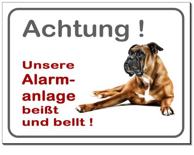 Boxer Hund Alu Schild 15 x10 bis 30x20 cm Türschild Alarm Warnschild Hundeschild